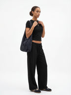 200GSM Women’s High-Stretch Slim Straight Pants Black
