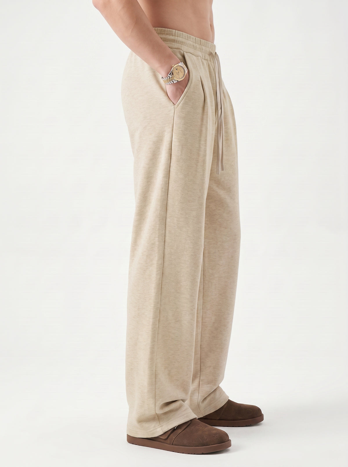 320GSM Men's Old Money Textured Straight-Leg Pants Haze Gold