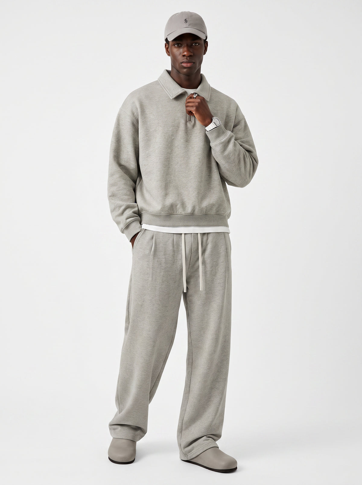RIVIERA HALF ZIP – Oat Gray