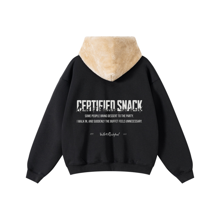 560GSM Unisex Composite Fleece Zip-Up Hoodie Black